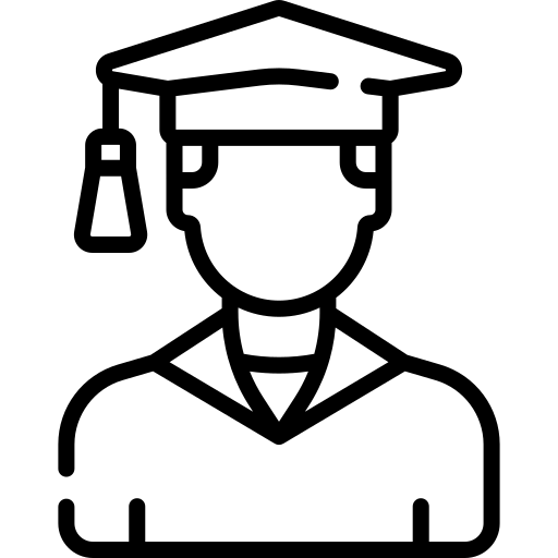 Minimalist student icon representing learning, education, and academic growth.